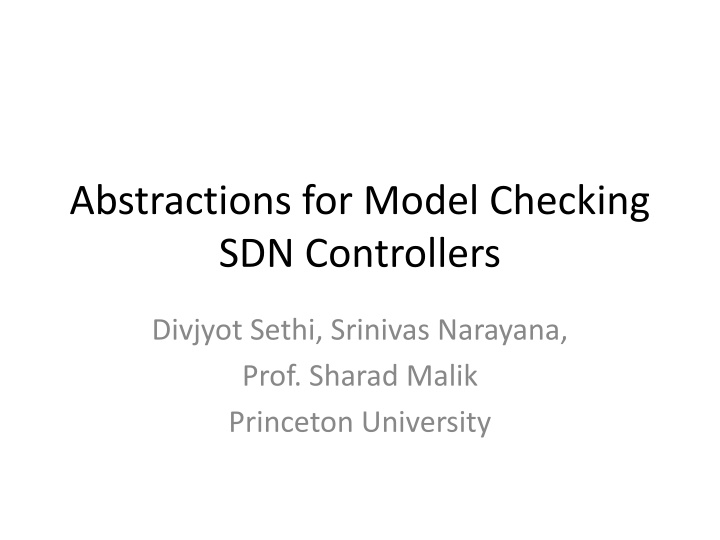 abstractions for model checking sdn controllers n.w
