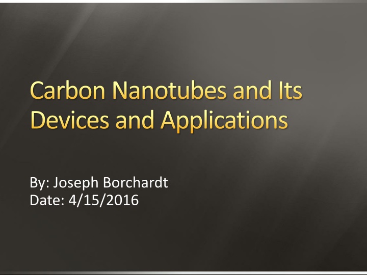 carbon nanotubes and its devices and applications n.w