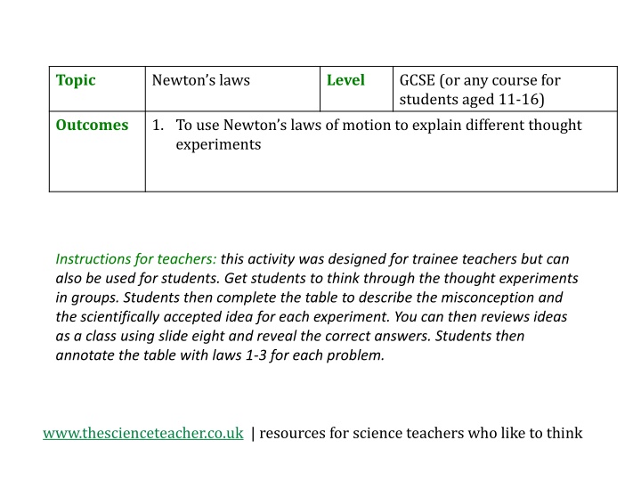 Newton's Laws Thought Experiments Exploration