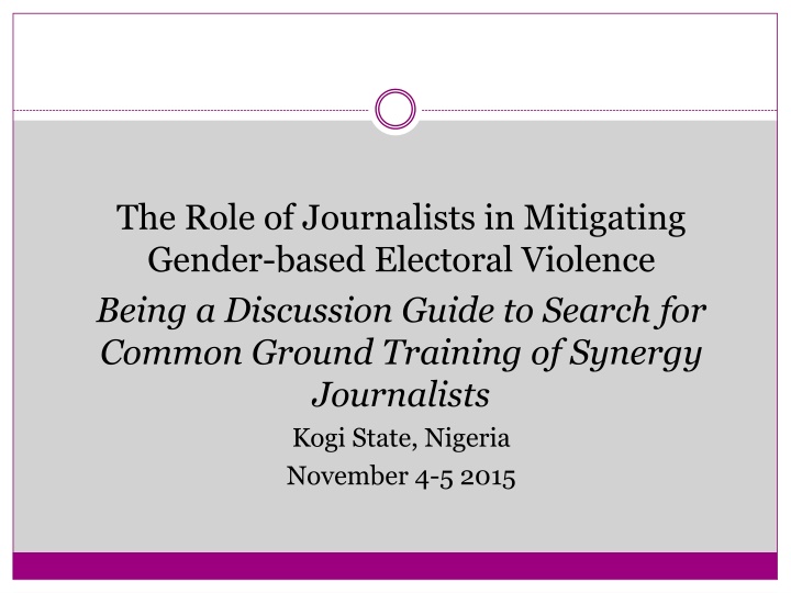 the role of journalists in mitigating gender n.w