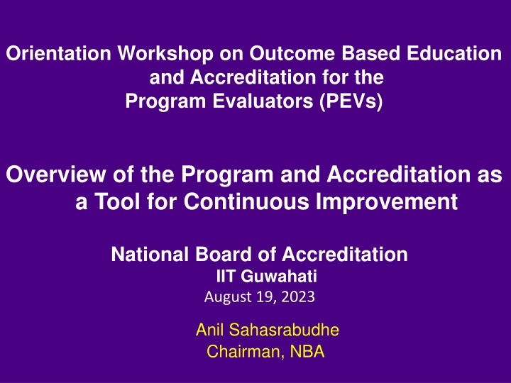 orientation workshop on outcome based education n.w