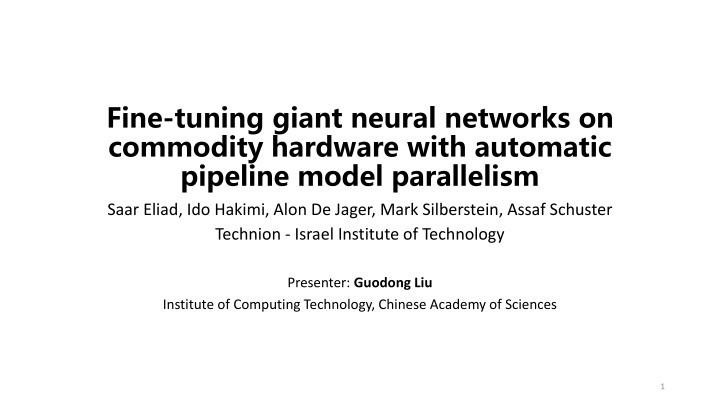 fine tuning giant neural networks on commodity n.w