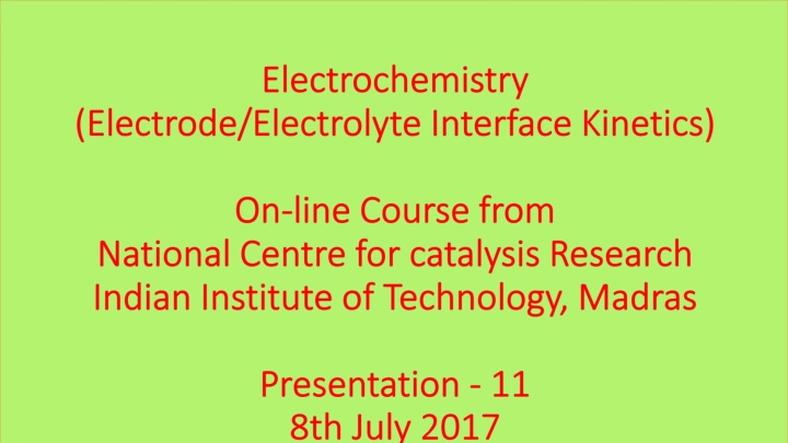 Electrochemical Cells and Butler-Volmer Equation Overview