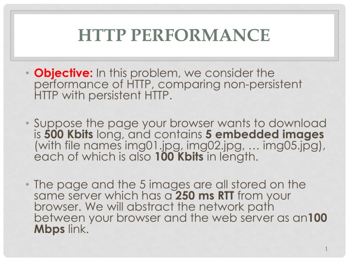 Comparison of HTTP Performance: Non-Persistent vs Persistent