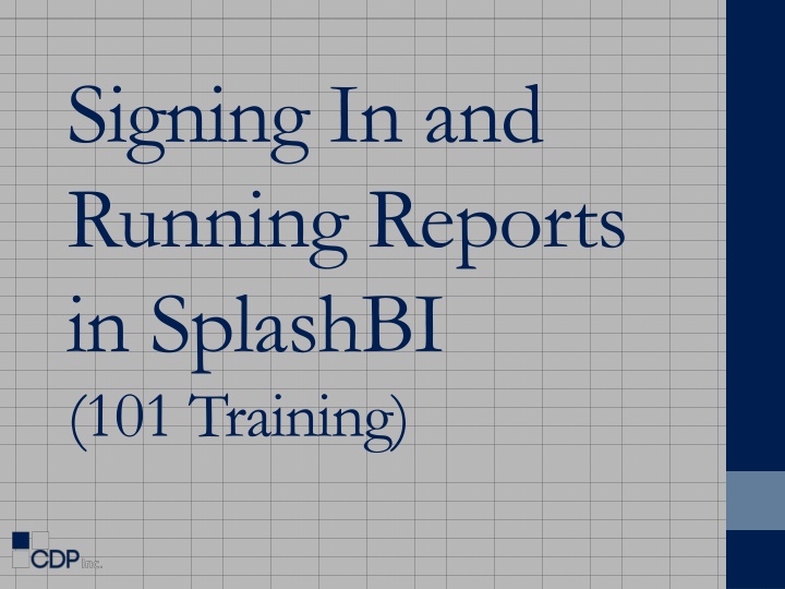 signing in and running reports in splashbi n.w