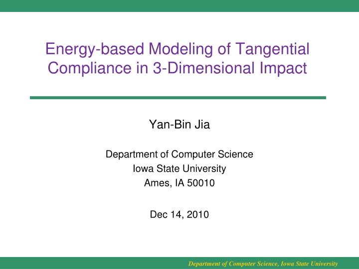 energy based modeling of tangential compliance n.w