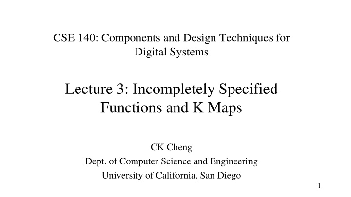 cse 140 components and design techniques n.w