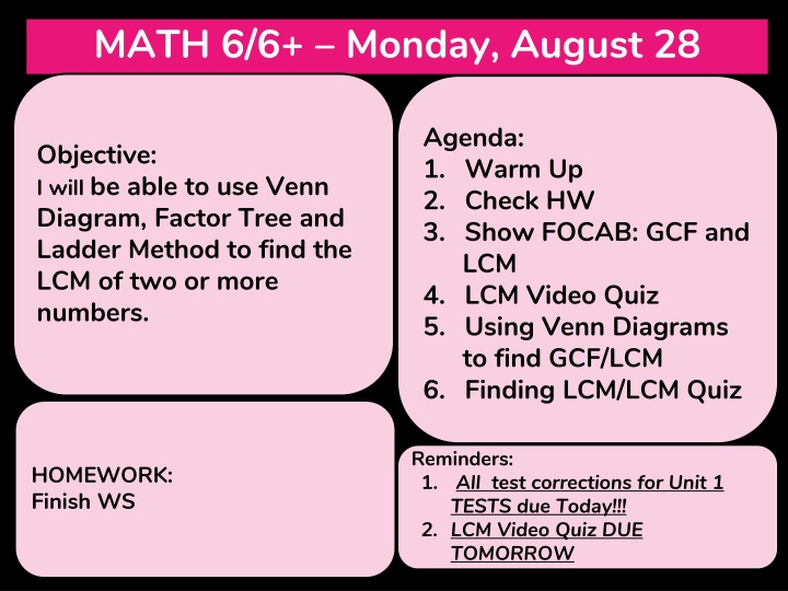 math 6 6 monday august 28 n.w