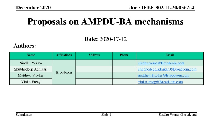 Enhancements to IEEE 802.11 AMPDU-BA Mechanisms