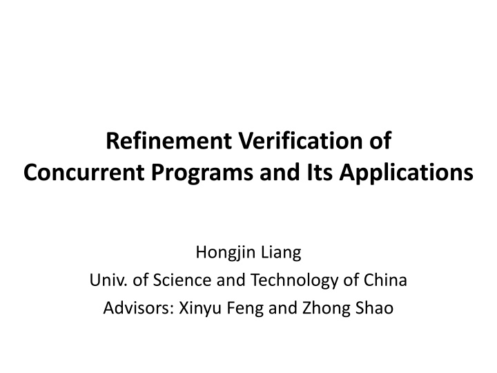 refinement verification of concurrent programs n.w