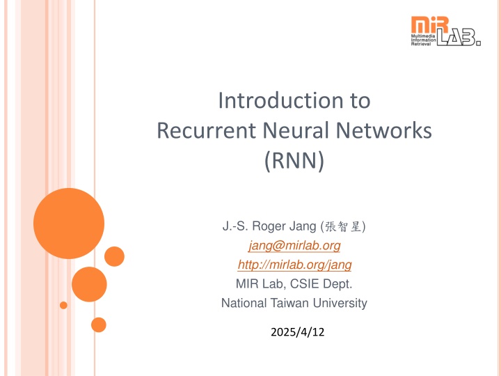 introduction to recurrent neural networks rnn n.w