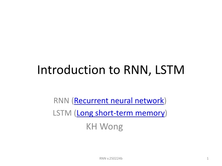 introduction to rnn lstm n.w
