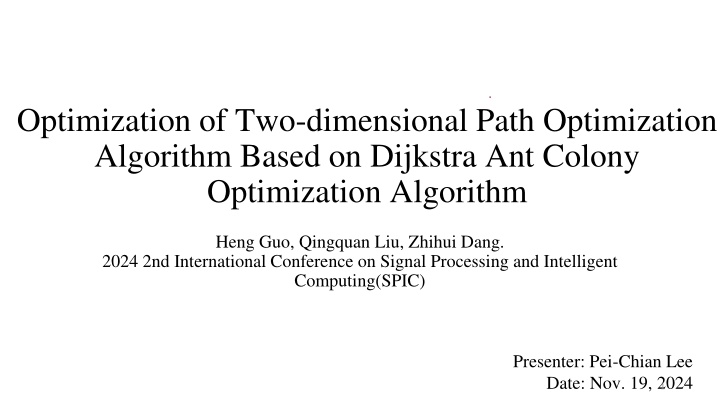 optimization of two dimensional path optimization n.w