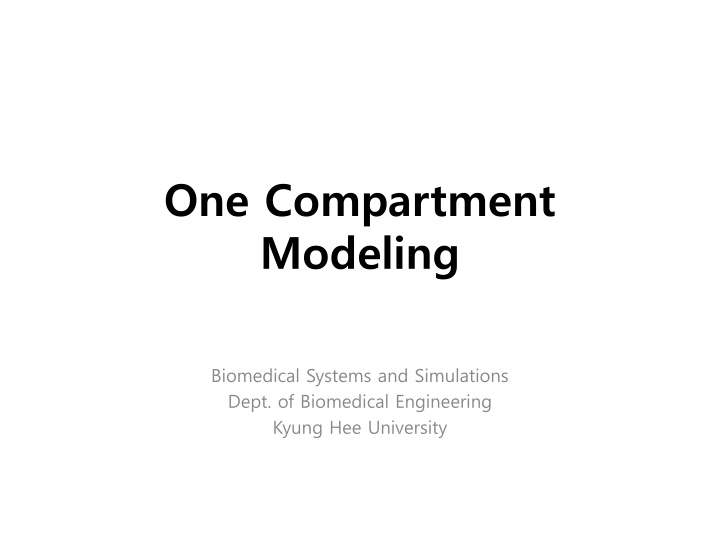 one compartment modeling n.w