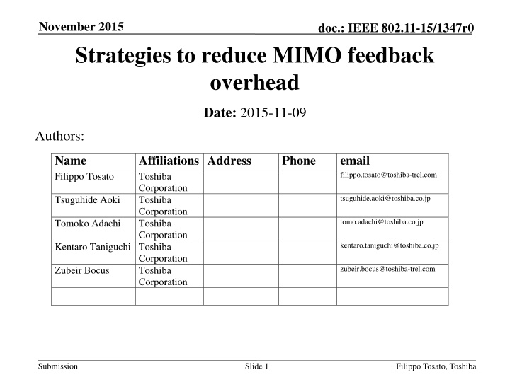 november 2015 strategies to reduce mimo feedback n.w