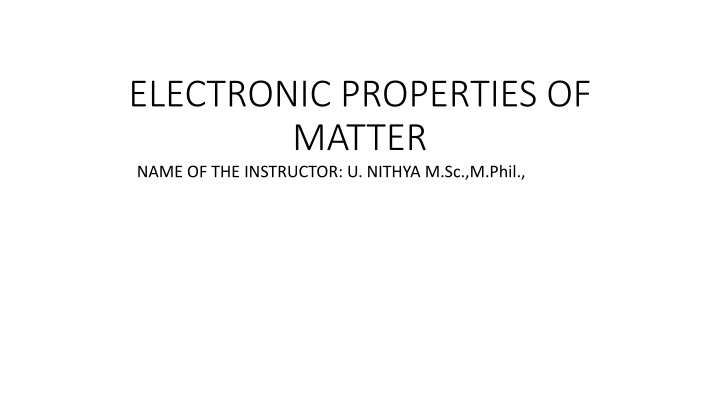 electronic properties of matter name n.w