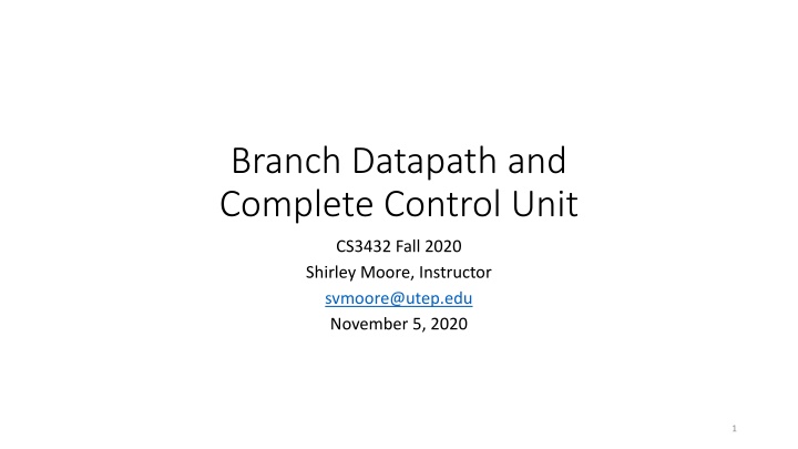 Branch Datapath and Control Unit Design for RISC-V Single-Cycle Processor