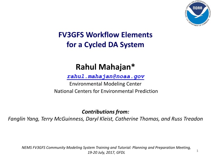 fv3gfs workflow elements for a cycled da system n.w