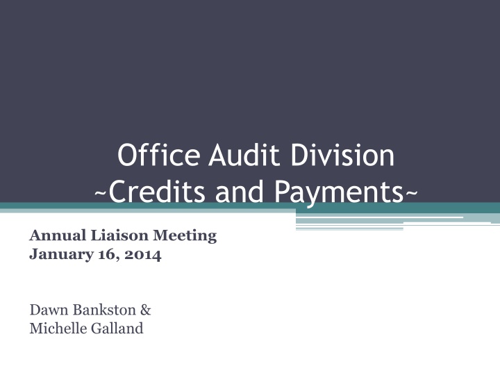 office audit division credits and payments n.w