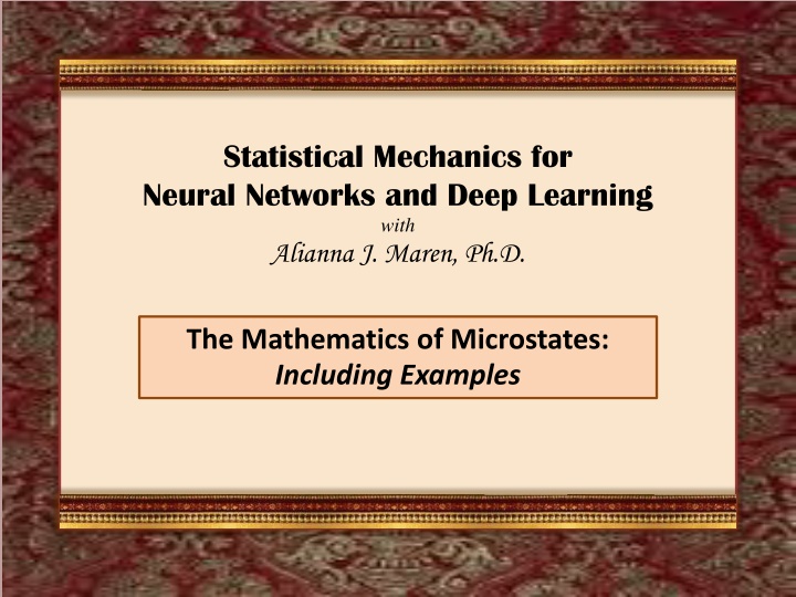 statistical mechanics for neural networks n.w