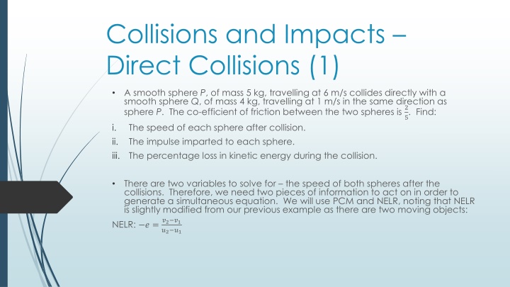 Direct Collisions in Physics: Sphere Collision Analysis