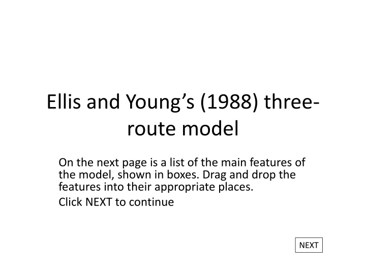 ellis and young s 1988 three route model n.w