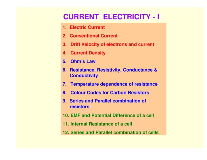 current electricity i n.w