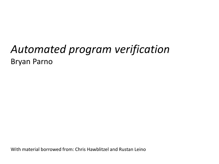 automated program verification bryan parno n.w