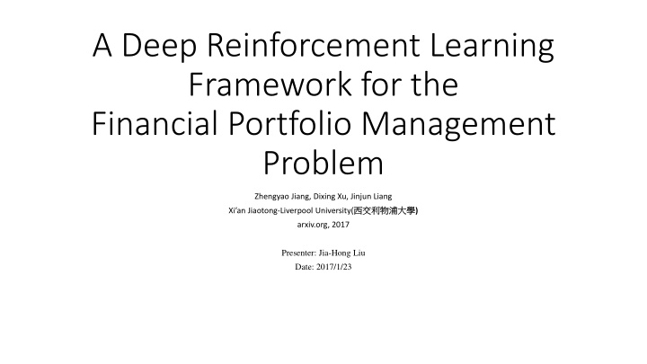 a deep reinforcement learning framework n.w