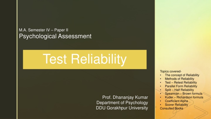 m a semester iv paper ii psychological assessment n.w