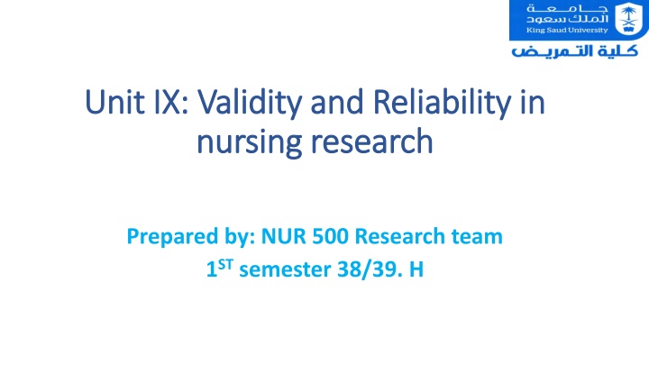 unit unit ix validity and reliability n.w