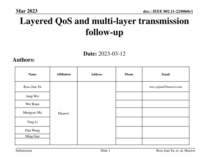 Layered QoS & Multi-Layer Transmission in IEEE 802.11-22