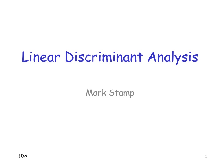 Linear Discriminant Analysis