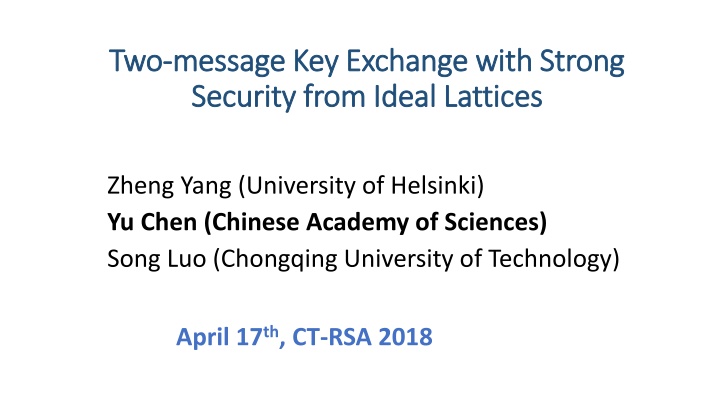 two two message key exchange with strong message n.w