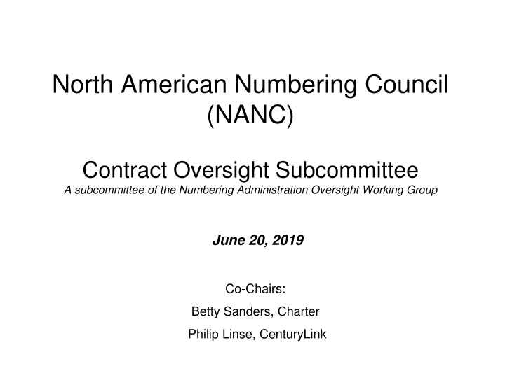 north american numbering council nanc n.w