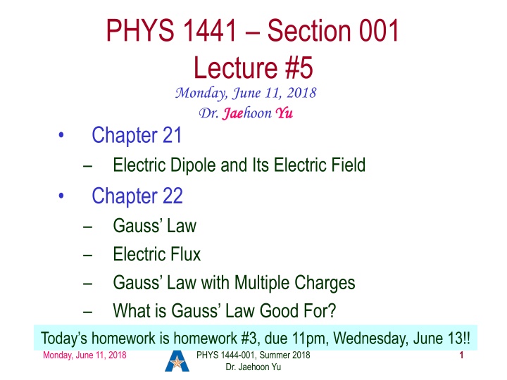 phys 1441 section 001 lecture 5 monday june n.w
