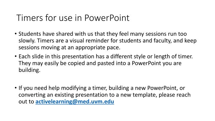 timers for use in powerpoint n.w