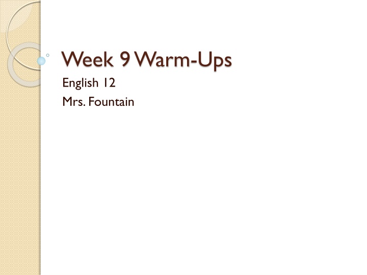 week 9 warm ups english 12 mrs fountain n.w