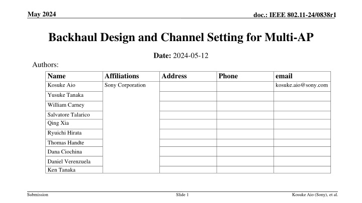 Backhaul Design and Channel Setting for Multi-AP
