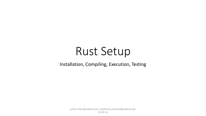 rust setup n.w