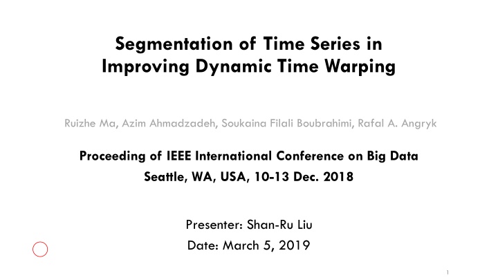 segmentation of time series in improving dynamic n.w