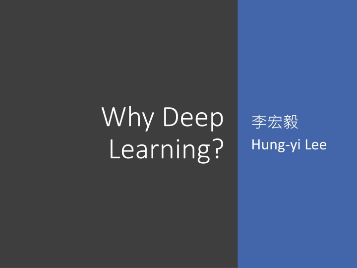 why deep learning n.w