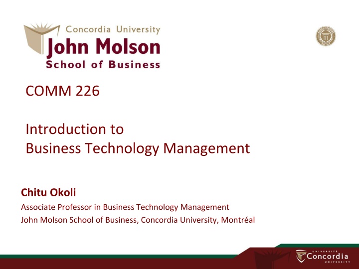 Introduction to Business Technology Management at John Molson School of Business