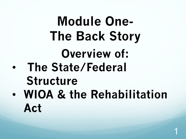 Overview of State/Federal Structure: WIOA & Rehabilitation Act