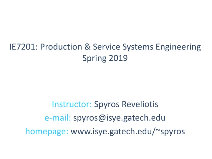 ie7201 production service systems engineering n.w