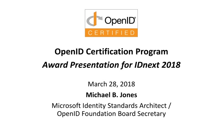 OpenID Certification Program Overview