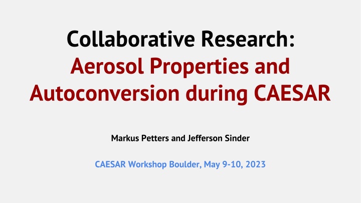collaborative research aerosol properties n.w