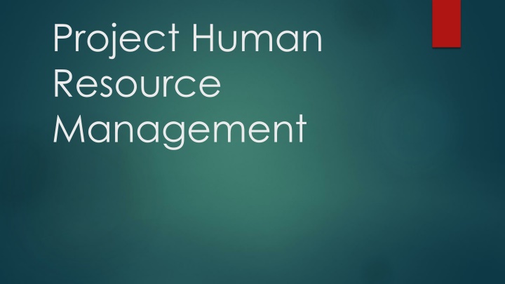 project human resource management n.w