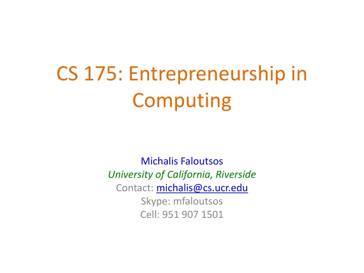 cs 175 entrepreneurship in computing n.w