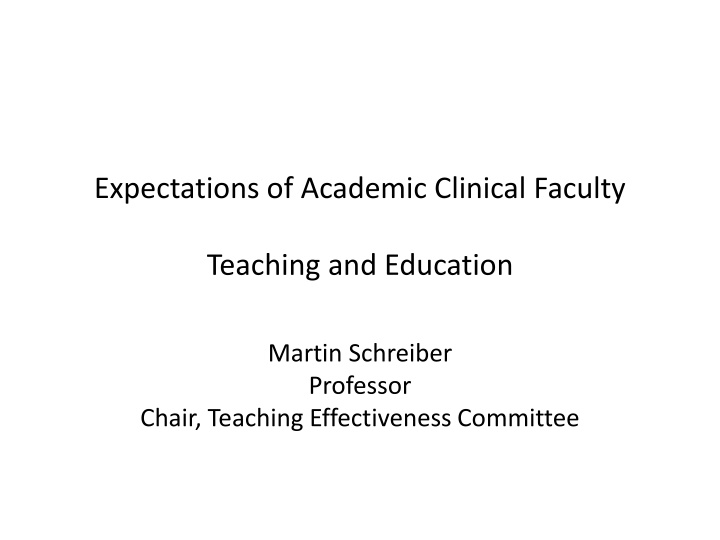 expectations of academic clinical faculty n.w